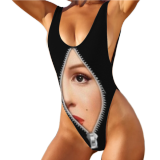 Trajes de baño personalizados sexy para mujer con cara de cintura alta sin espalda trajes de baño personalizables de una pieza