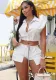 Women's Spring Summer Drawstring shirt Top Side Slit Shorts two piece set