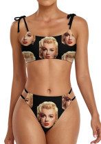sexy two piece customize face swimwear women's Personalized print custom size swimsuits