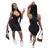 Mini vestido casual con estampado de rayas simples para mujer