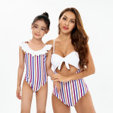 Traje de baño Bikini a rayas de madre e hija