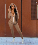 Customize Women Casual Solid Hoodies and Pant Two-Piece Set