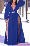 Customize Women Long Sleeve V Neck Long Sleeve Dress