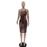 Women sexy printed sundress