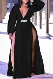 Customize Women Long Sleeve V Neck Long Sleeve Dress