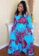 Women Printed Off Shoulder Top and Maxi Dress Two-Piece Set