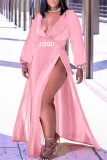 Customize Women Long Sleeve V Neck Long Sleeve Dress