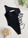 Einteiliger Badeanzug One-Shoulder-Bikini weibliche hohle Badebekleidung