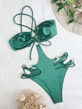Traje de baño de una pieza Bikini con cordones traje de baño hueco femenino