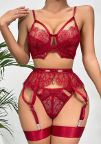 Lace See-Through Thin Sexy Lingerie Three-Piece Set