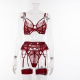 Lace See-Through Thin Sexy Lingerie Three-Piece Set