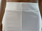 Women's Solid Color Slash Shoulder Cutout Tank Top + Pants Sports Two-Piece Set