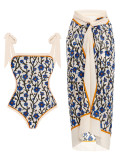 Print One-Piece Swimsuit + Cover Up