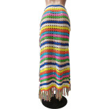 Women's Sexy Crochet Tassel Lace-Up Casual Beach Skirt