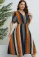 Summer Patchwork V-Neck Slim Waist Slim Fit Dress