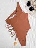 Traje de baño de una pieza bikini de un hombro traje de baño hueco femenino
