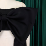 Women's Fashion Chic Strapless Cropped Women's Top Large Bow Blouse