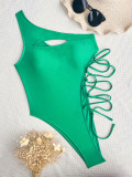 One-piece swimsuit one-shoulder bikini female hollow swimwear