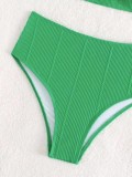 Traje de baño femenino de bikini de triángulo sexy de dos piezas de color sólido