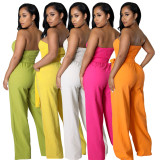 Mono casual sin tirantes de color sólido sexy de moda