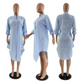 Women Solid Short Sleeve Button-Open Dress