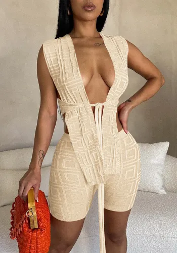 Women's Fashion Jacquard Sexy Tank + Shorts Two-Piece Set
