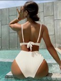 Traje de baño femenino de bikini de triángulo sexy de dos piezas de color sólido