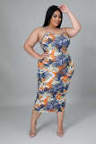 Summer Plus Size Women's Camisole Print Casual Dress