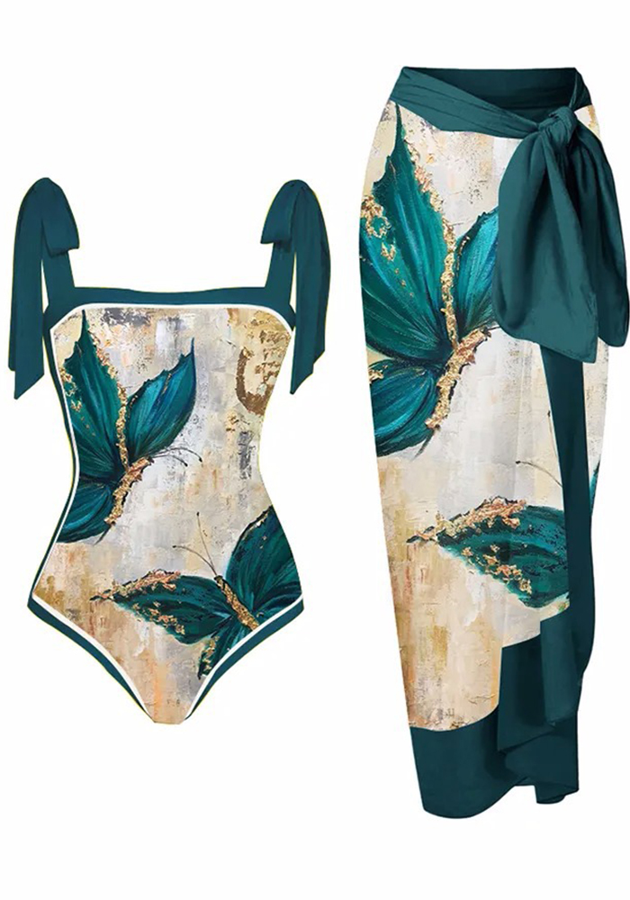 Wholesale Print OnePiece Swimsuit + Cover Up Global Lover