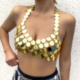 Sexy Low Back Beach Shiny Sexy Sequin Top + Skirt Set