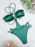 Traje de baño de una pieza Bikini con cordones traje de baño hueco femenino