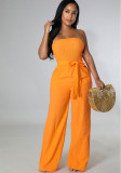 Mono casual sin tirantes de color sólido sexy de moda