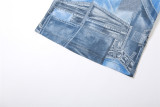 Conjunto de dos piezas de pantalones casuales de cintura alta con estampado transparente de malla sexy para mujer de verano