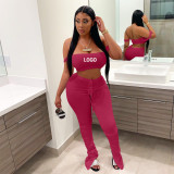 Custom Logo Sexy Off Shoulder Two-Piece Women's Customized Printing Two Piece Pants Set