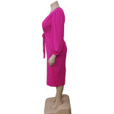 Customize Plus Size Women Casual Puff Sleeve Dress
