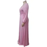 Customize Women Long Sleeve V Neck Long Sleeve Dress