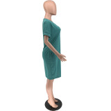 Customize Plus Size Women Round Neck Solid Dress