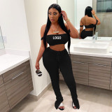 Custom Logo Sexy Off Shoulder Two-Piece Women's Customized Printing Two Piece Pants Set
