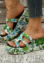 Zapatillas de cuña de talla grande para mujer, chanclas planas de verano para uso al aire libre, zapatos