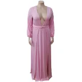 Customize Women Long Sleeve V Neck Long Sleeve Dress