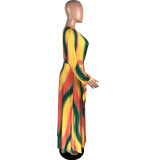 Customize Plus Size Tie Dye Long Sleeve Loose Dress