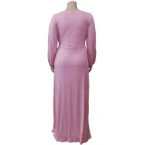 Customize Women Long Sleeve V Neck Long Sleeve Dress