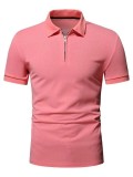 Camiseta tipo polo lisa de manga corta con cuello vuelto para hombre