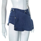 MujerPantalones cortos de mezclilla con bolsillo de botones lisos de verano