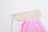 Verano Mujer Sexy Hollow Knitting Top con capucha y Bodycon Falda Conjunto de dos piezas