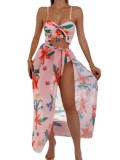 Bikini de mujer Dos piezas Traje de baño floral Maxi vestido