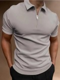 Camiseta tipo polo lisa de manga corta con cuello vuelto para hombre