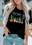 Camiseta de cuello redondo con estampado de letras para mujer de talla grande