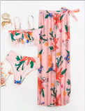 Bikini de mujer Dos piezas Traje de baño floral Maxi vestido