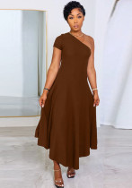 Damen One-Shoulder Kurzarm Slim Dress